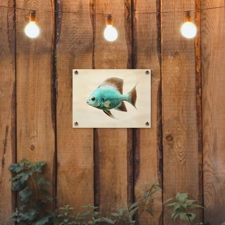 Tuinposter - Schubben - Vis - Mint - Minimalistisch — 2