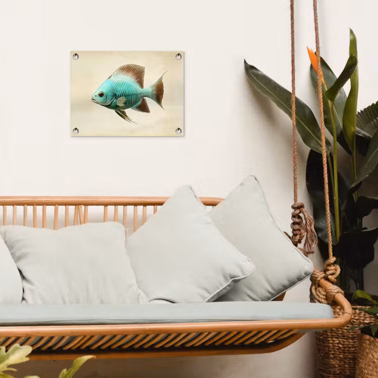 Tuinposter - Schubben - Vis - Mint - Minimalistisch — 5
