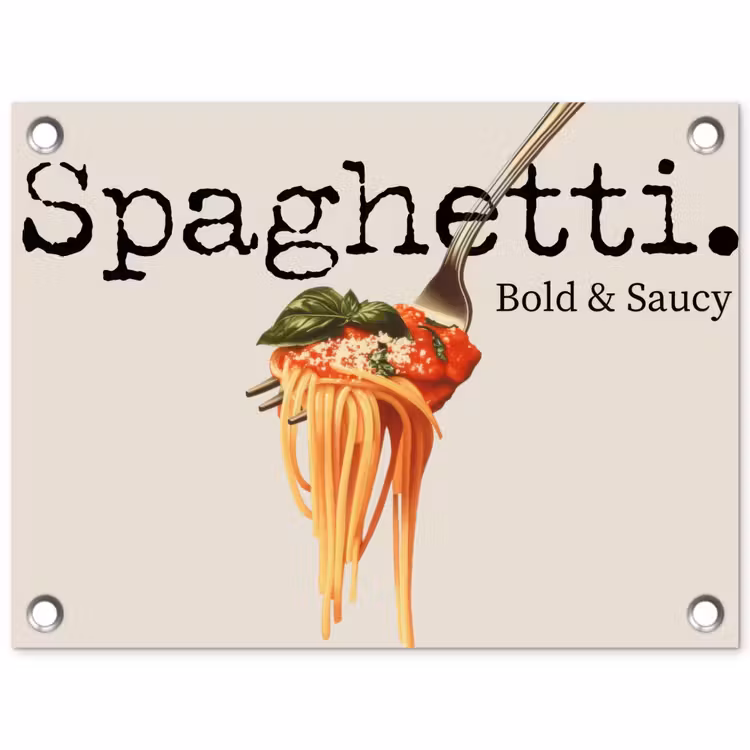 Tuinposter - Spaghetti - tomatensaus - Parmezaanse kaas — 1