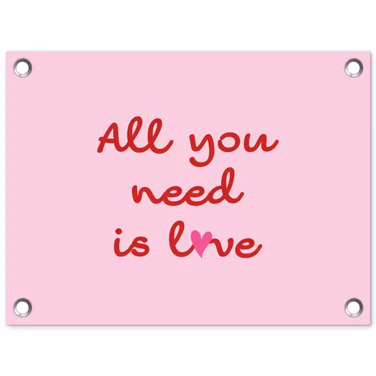 Tuinposter - Tekst - Roze - Love - Hart — 1