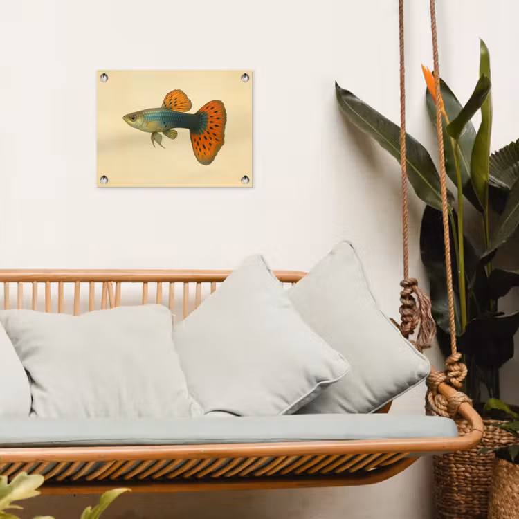 Tuinposter - Vis - illustratie - Stippen - Oranje — 5