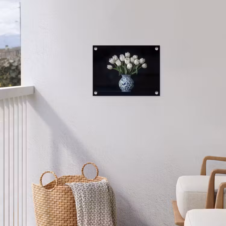 Tuinposter - Wit - Bloemen - Tulpen - Vaas — 3