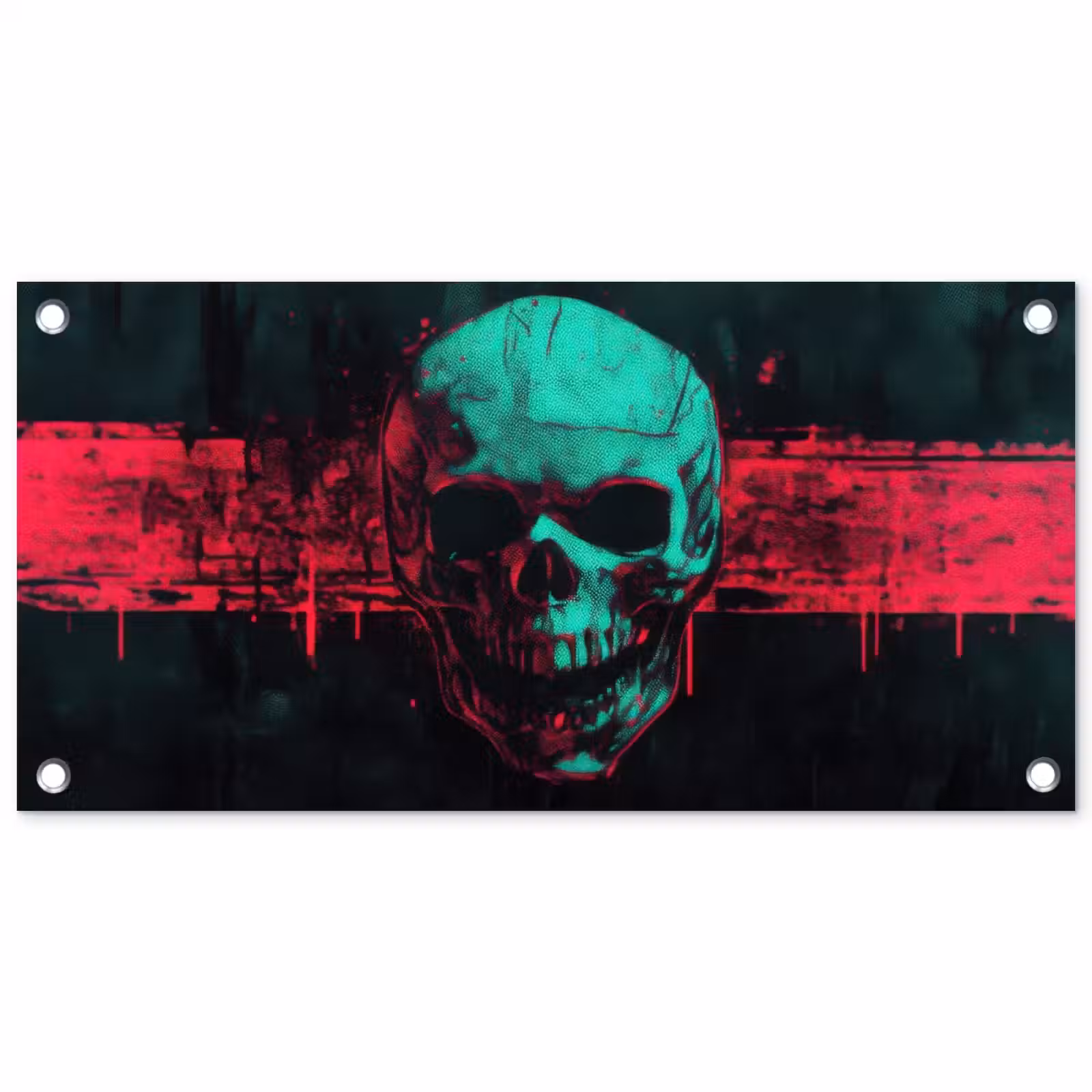 Tuinposter - Schedel - Cyberpunk - Neon Rood — 1