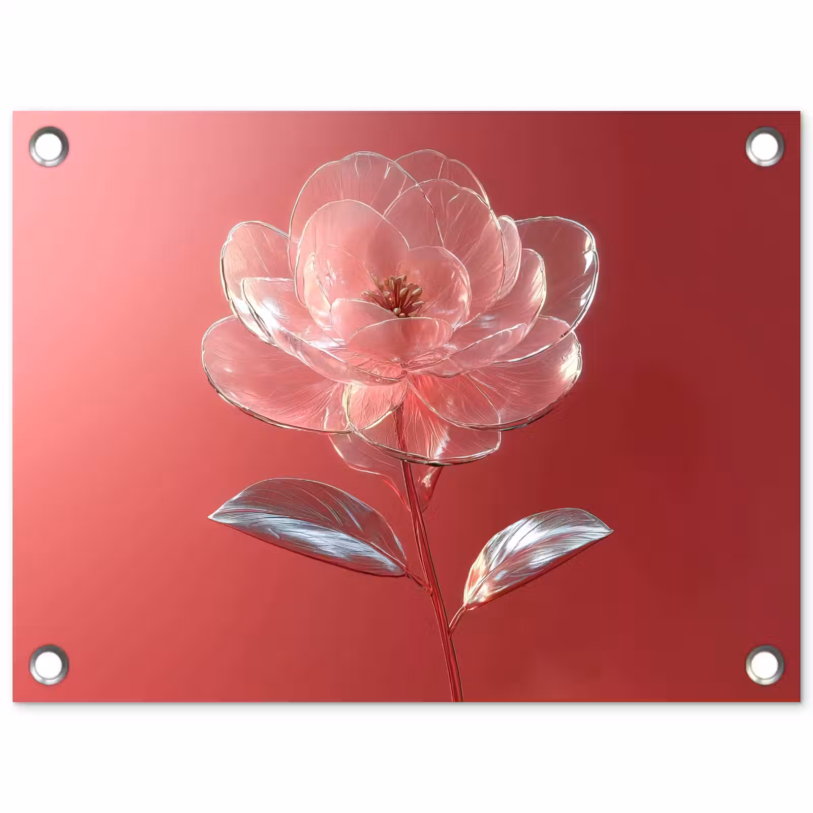 Tuinposter - Sierlijk - Bloem - Roze - Glazen — 1