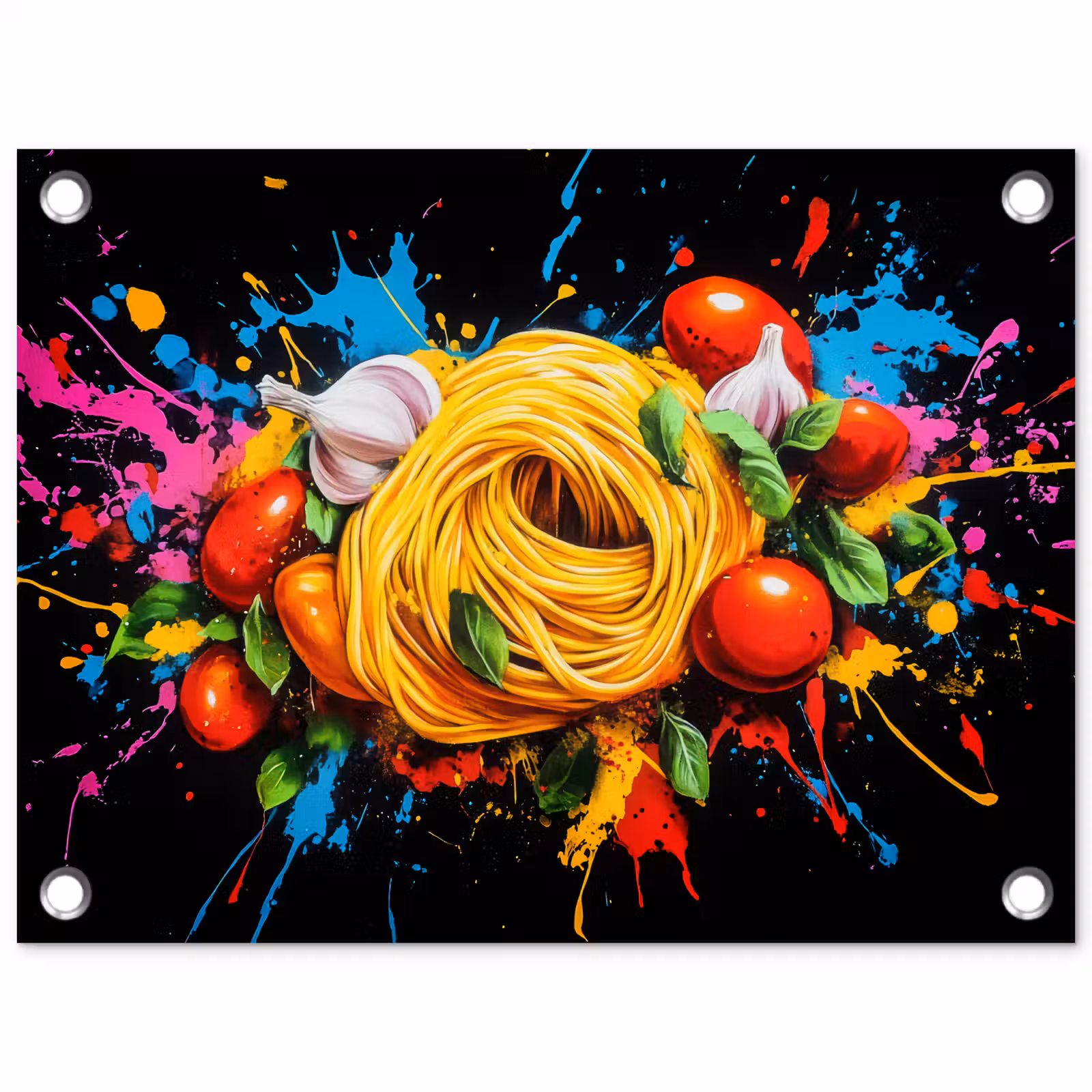Tuinposter - Spaghetti - Graffiti - Verf - Kleurrijk - Eten - Modern — 1