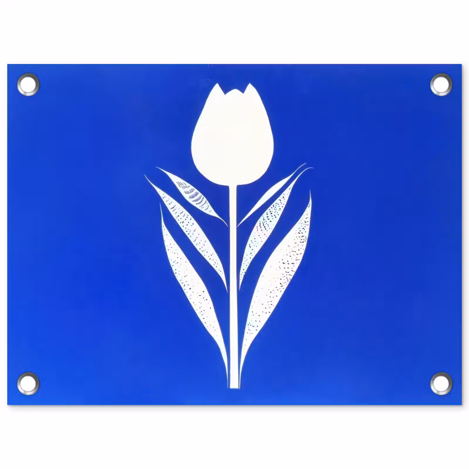 Tuinposter - Tulp - Minimalistisch - Bladeren - Wit — 1