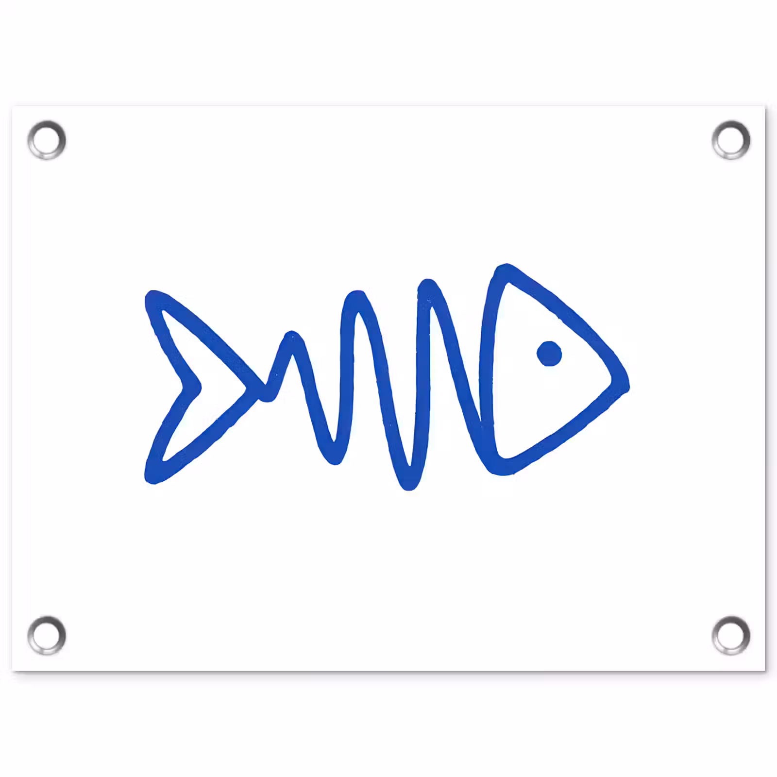 Tuinposter - Vis - Minimalistisch - Blauw - Lijn — 1
