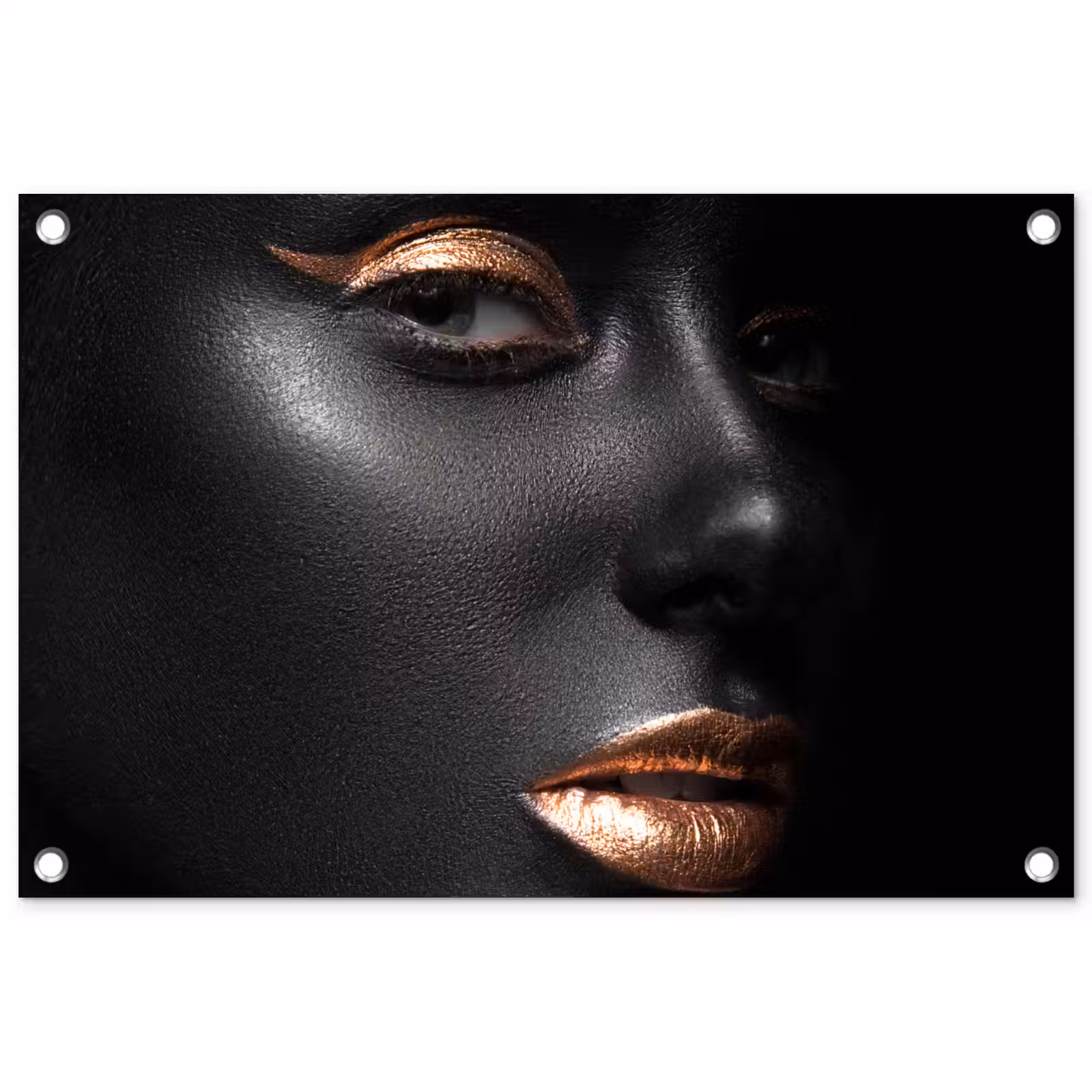 Tuinposter - Vrouw - Make-up - Koper - Zwart — 1
