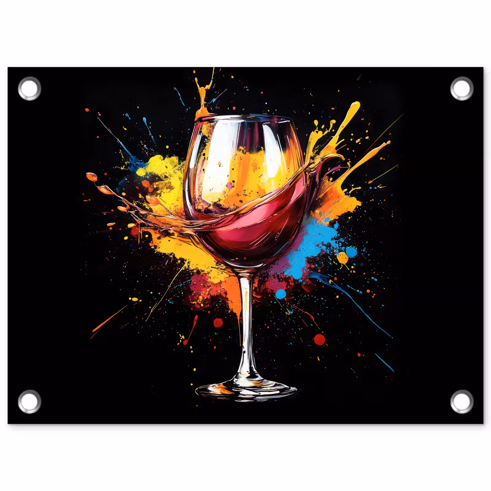 Tuinposter - Wijn - Glas - Graffiti - Borrel - Rood - Verf — 1