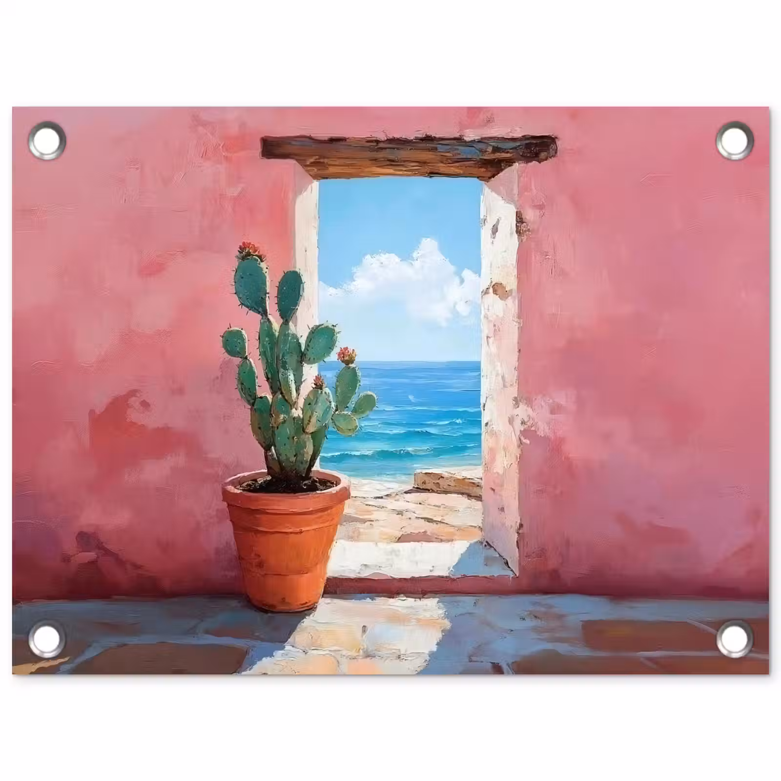 Tuinposter - Zee - Roze - Cactus — 1