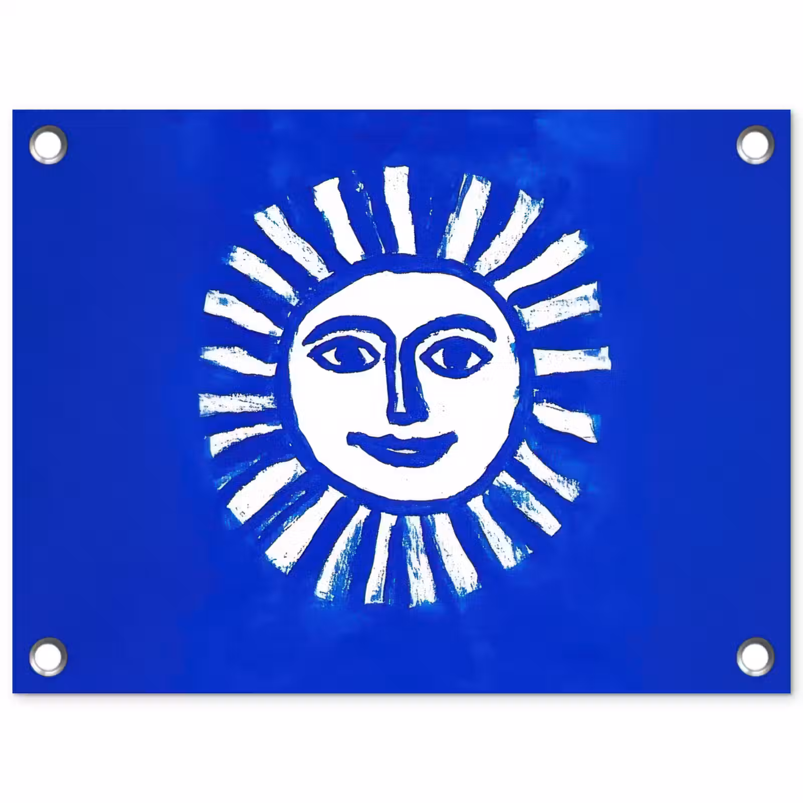Tuinposter - Zon - Gezicht - Penseelstructuur - Blauw — 1