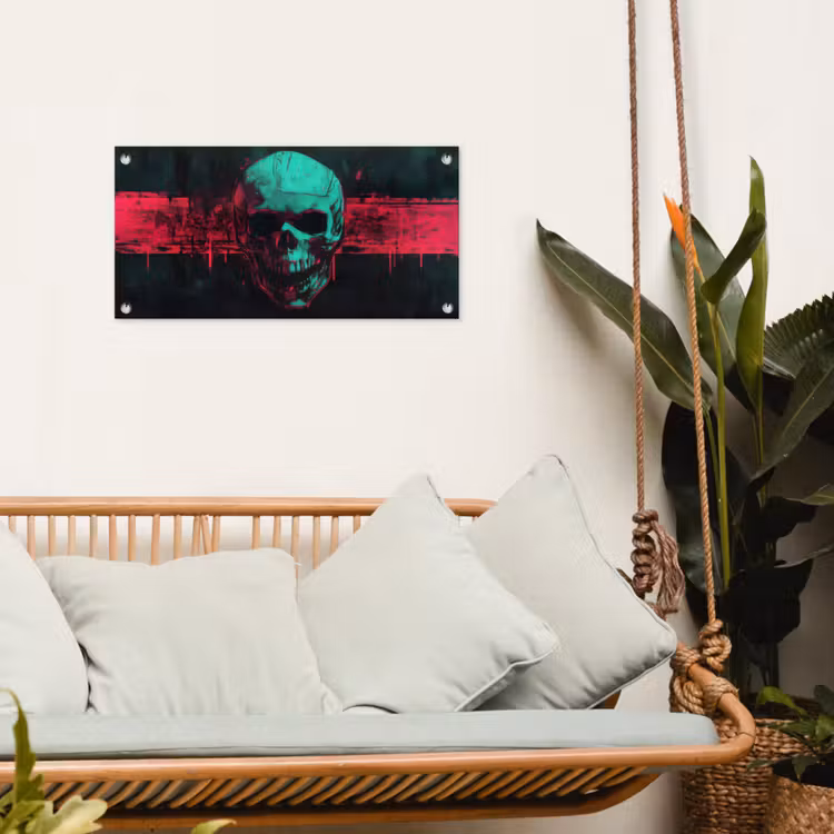 Tuinposter - Schedel - Cyberpunk - Neon Rood — 5