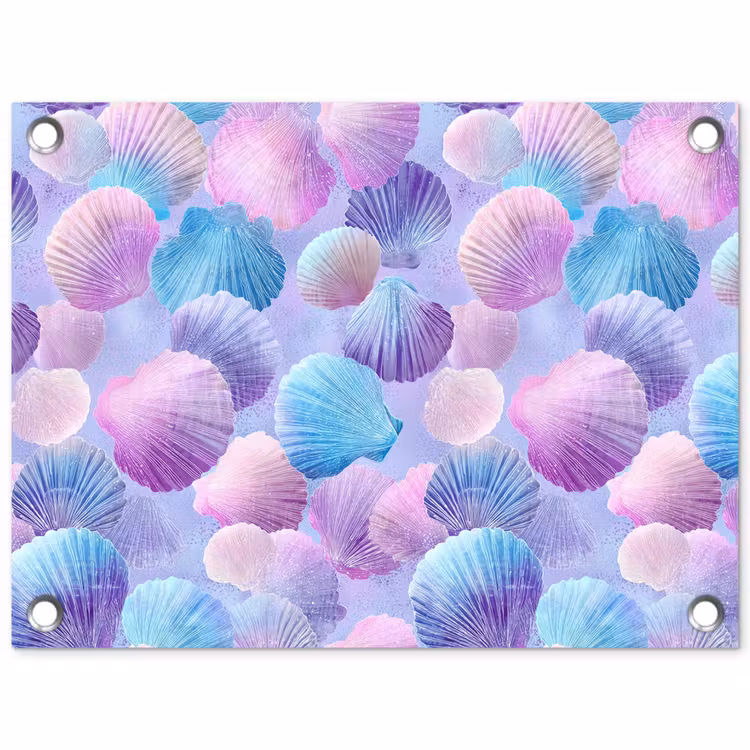 Tuinposter - Schelpen - Paars - Blauw - Patroon — 1