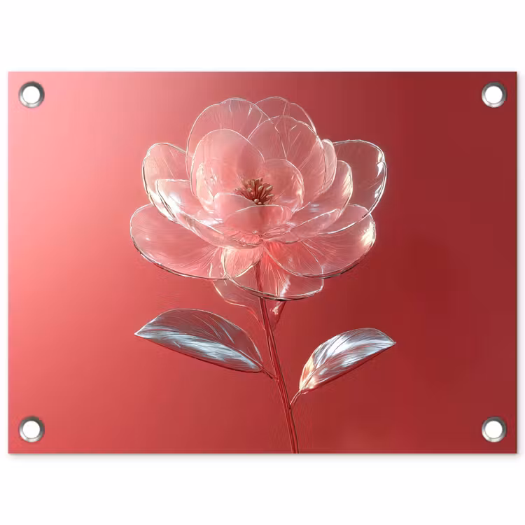 Tuinposter - Sierlijk - Bloem - Roze - Glazen — 1
