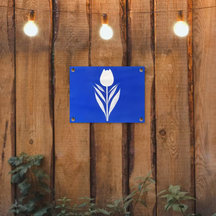 Tuinposter - Tulp - Minimalistisch - Bladeren - Wit — 2