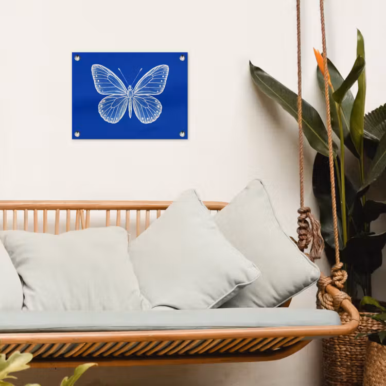 Tuinposter - Vlinder - Wit - Getekend - Stippen — 5