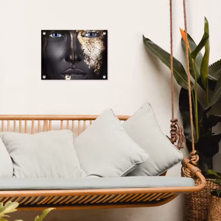 Tuinposter - Vrouw - Bladgoud - Zwart - Goud - Luxe — 5