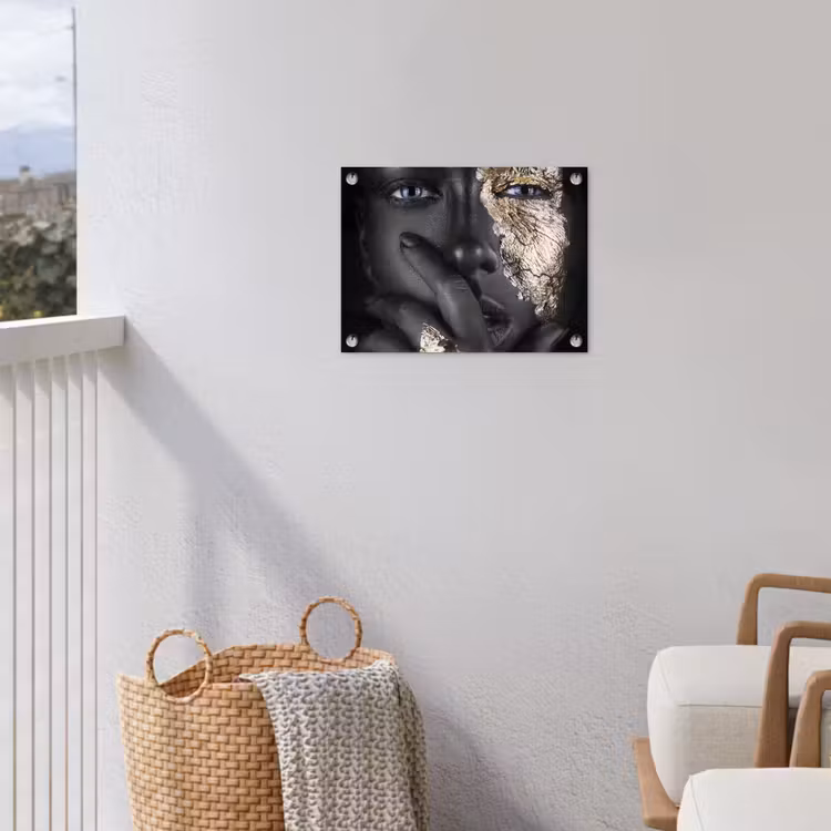Tuinposter - Vrouw - Goud - Zwart - Schmink - Luxe — 3