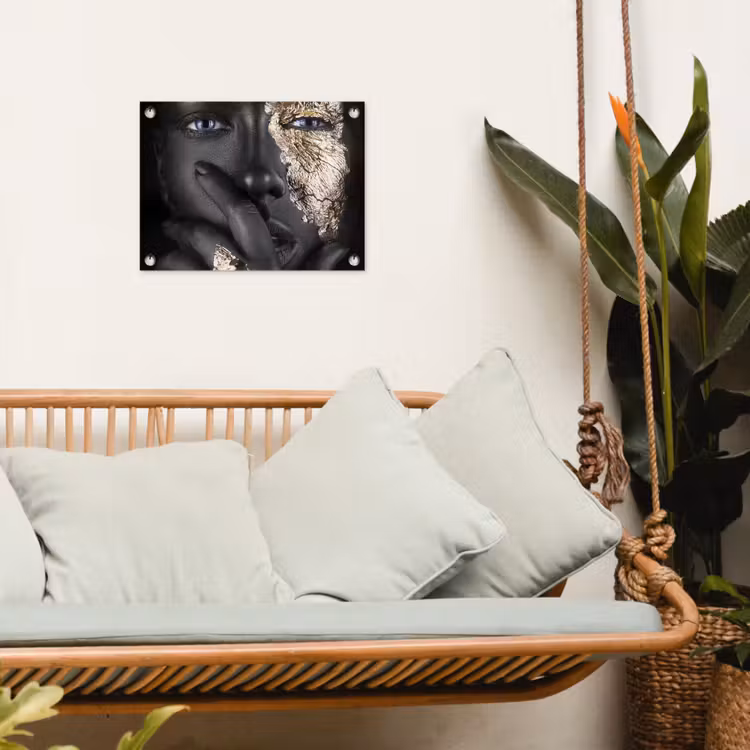 Tuinposter - Vrouw - Goud - Zwart - Schmink - Luxe — 5