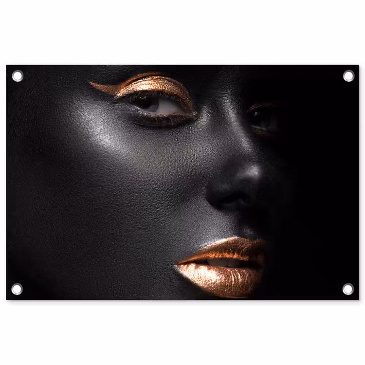 Tuinposter - Vrouw - Make-up - Koper - Zwart — 1