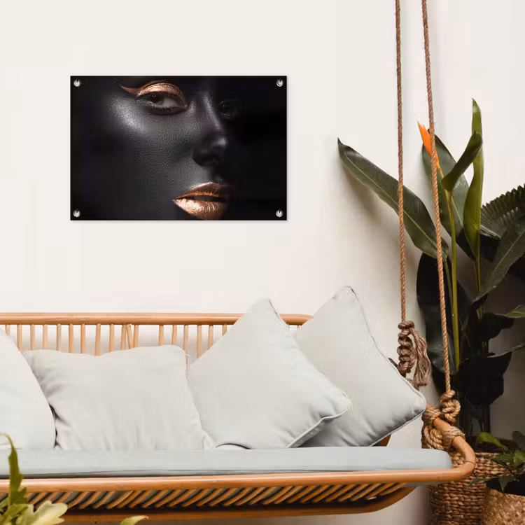 Tuinposter - Vrouw - Make-up - Koper - Zwart — 5