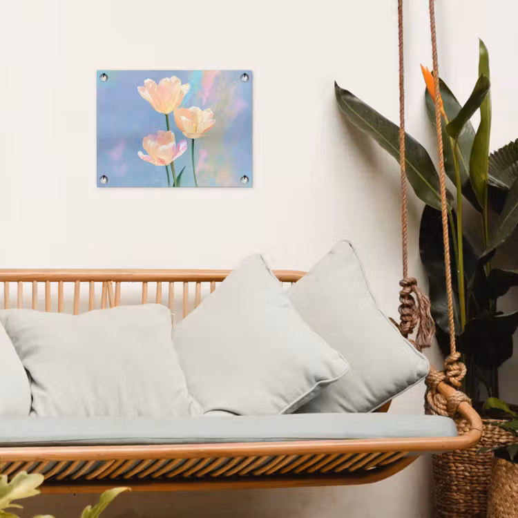 Tuinposter - Tulpen - Roze accenten - Blauw — 5