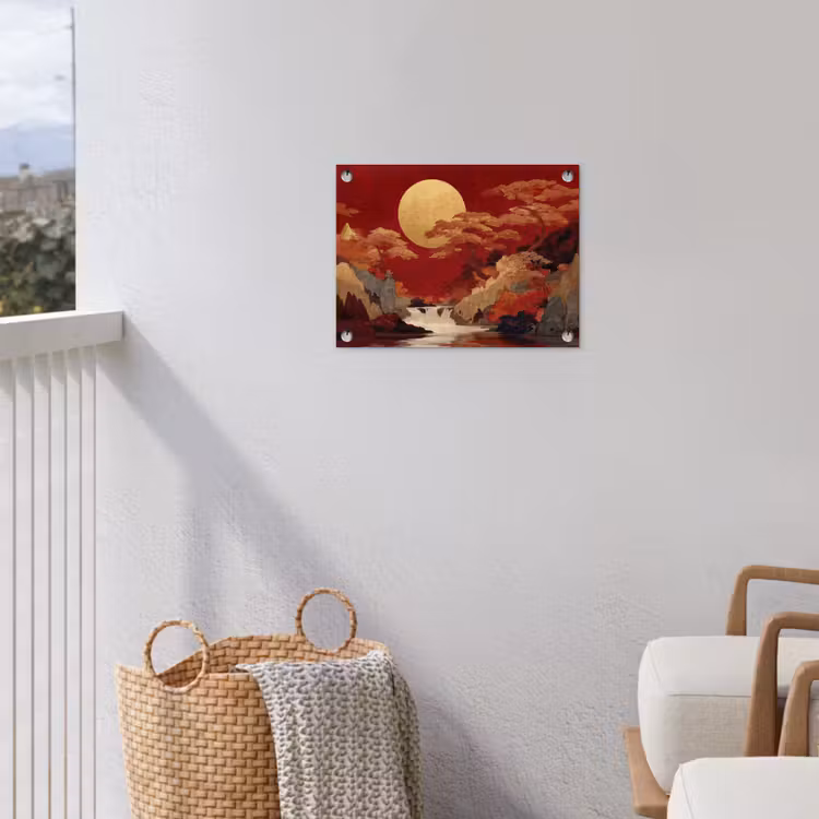 Tuinposter - Volle maan - Landschap - Waterval — 3