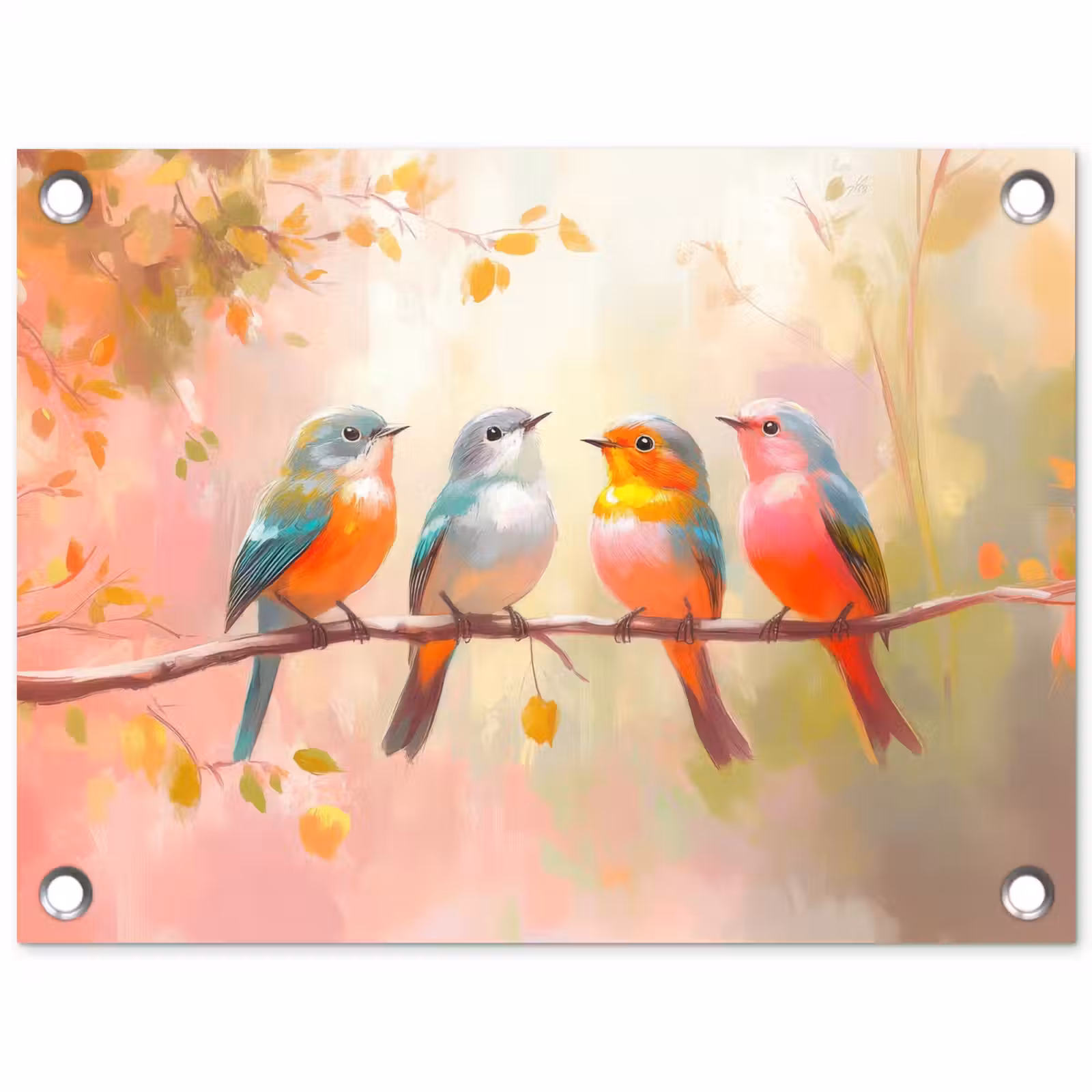 Tuinposter - Vogels - Kleurrijk - Tak — 1