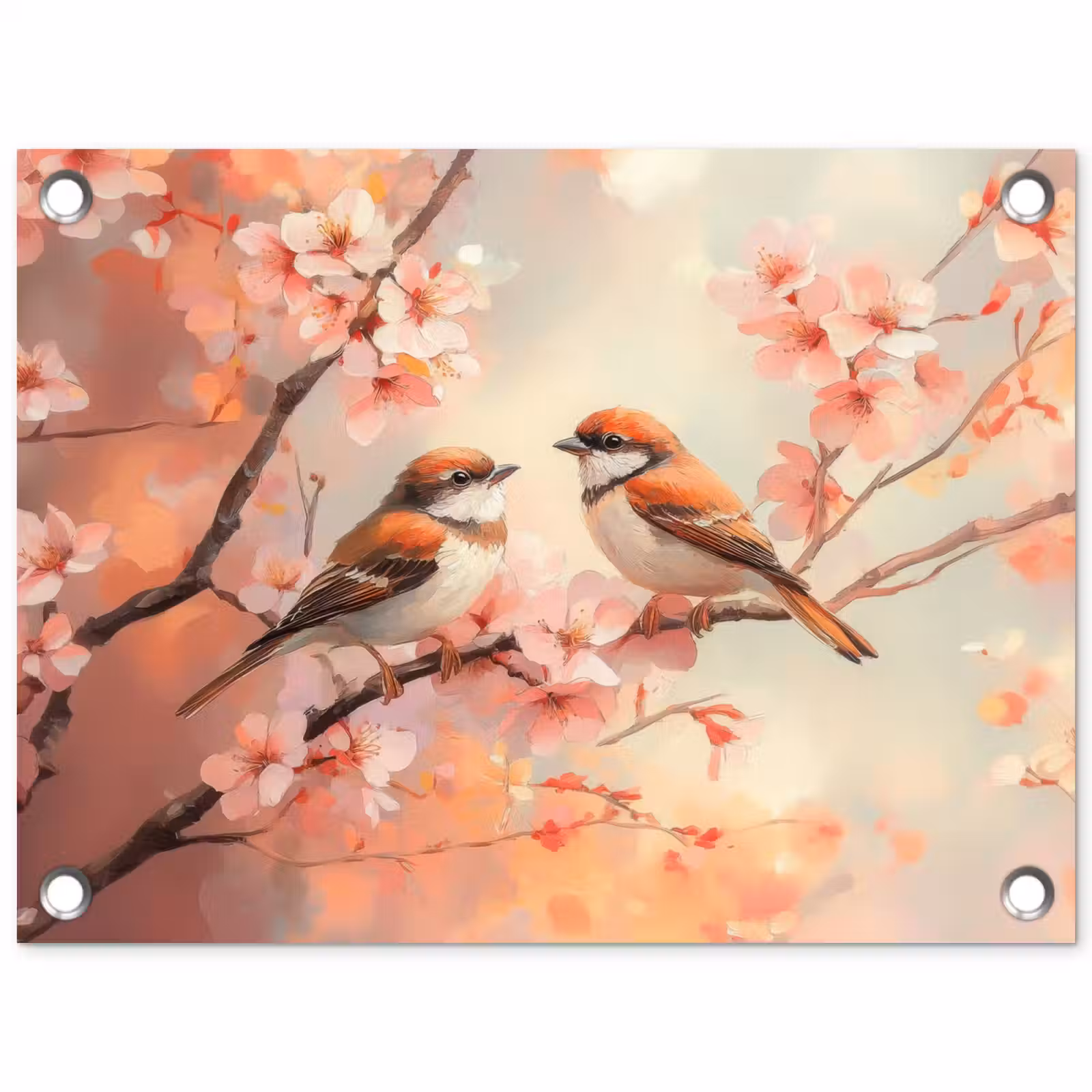 Tuinposter - Vogels - Romantic - Bloesemtak — 1