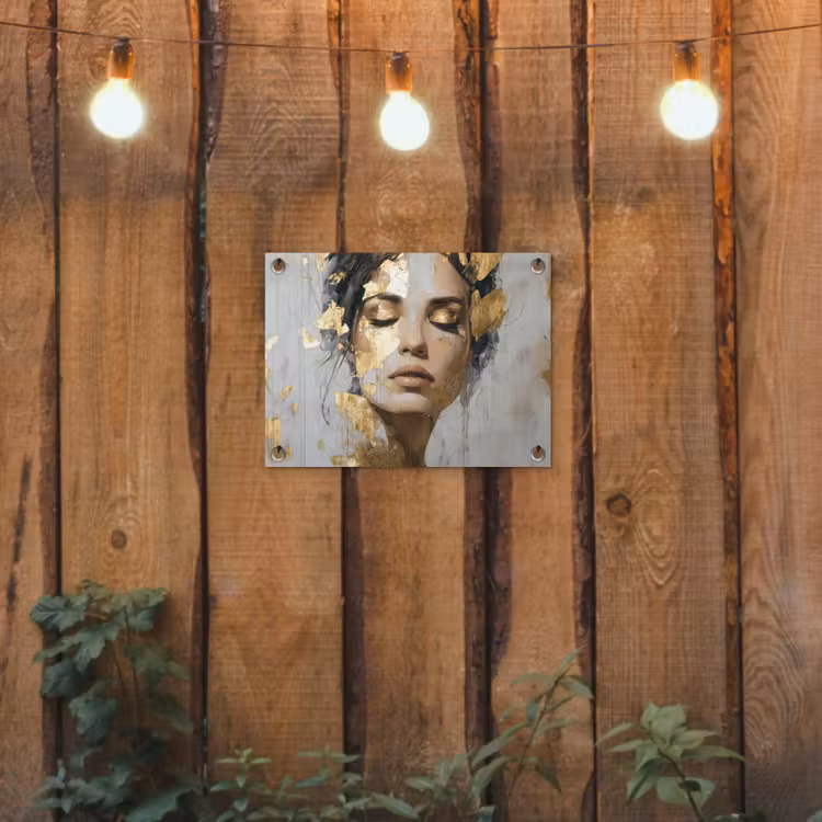 Tuinposter - Sierlijk - Vrouw - Goud - Ogen — 2