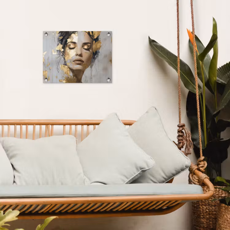 Tuinposter - Sierlijk - Vrouw - Goud - Ogen — 5