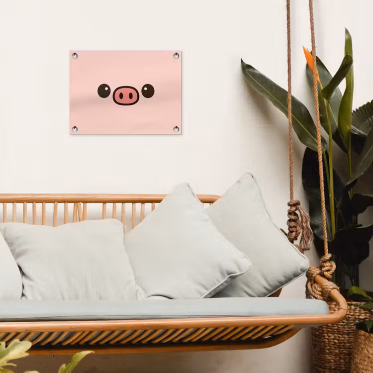 Tuinposter - Varken - Roze - Minimalistisch — 5