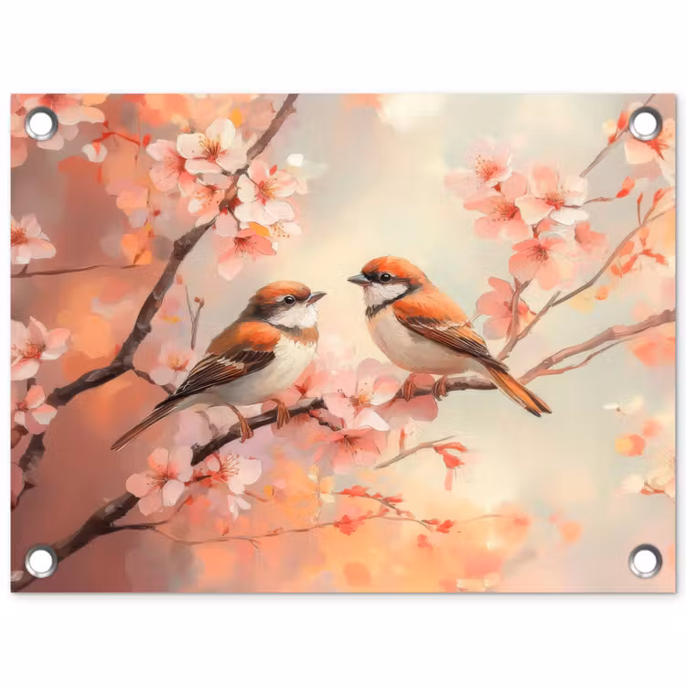 Tuinposter - Vogels - Romantic - Bloesemtak — 1