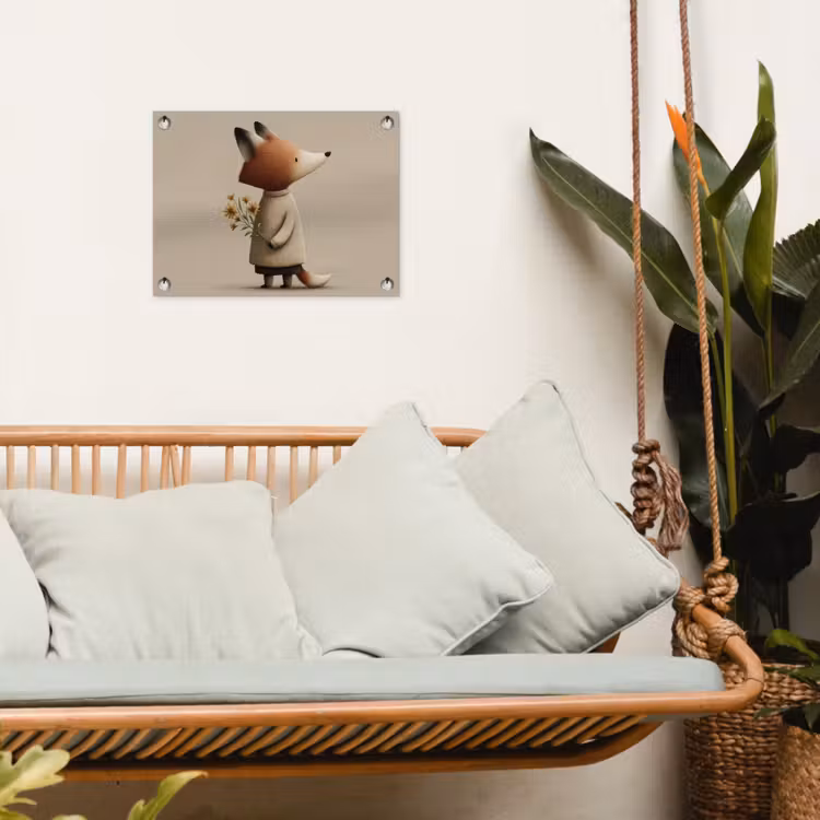 Tuinposter - Vos - Gele bloemen - Minimalistisch — 5