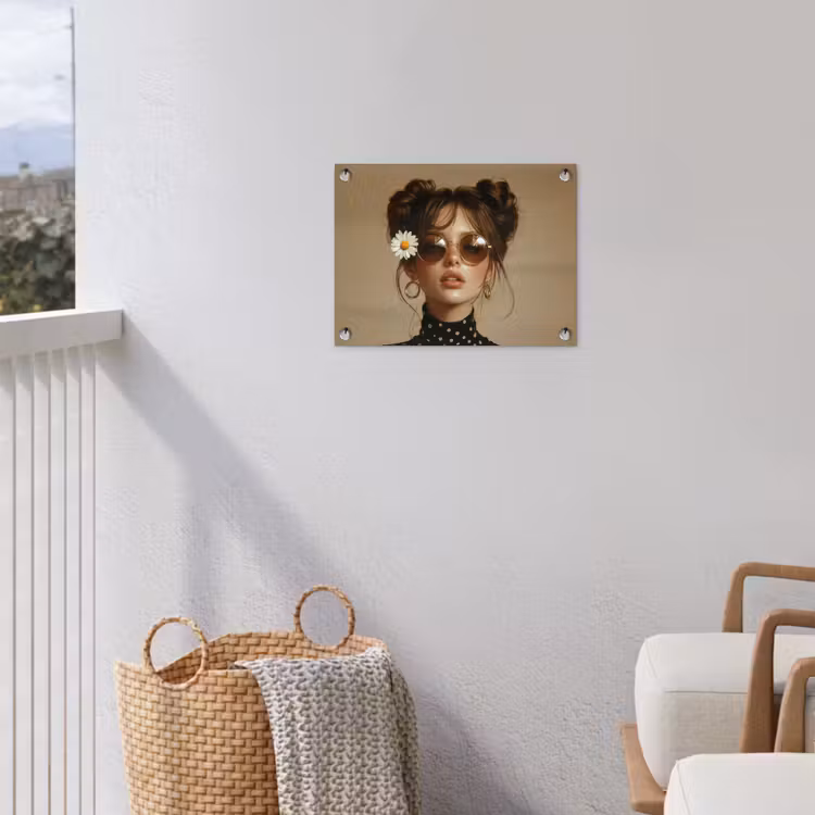 Tuinposter - Vrouw - Beige - Bloem - Modern - Portret — 3