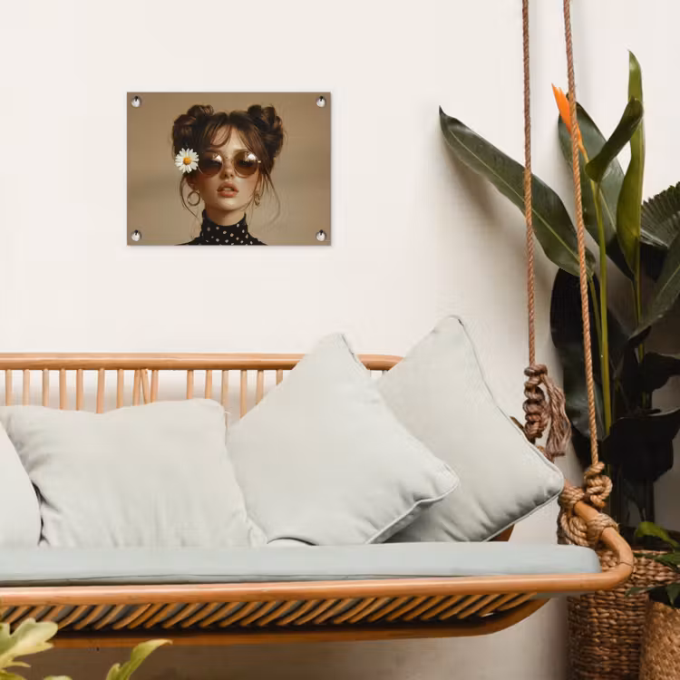 Tuinposter - Vrouw - Beige - Bloem - Modern - Portret — 5