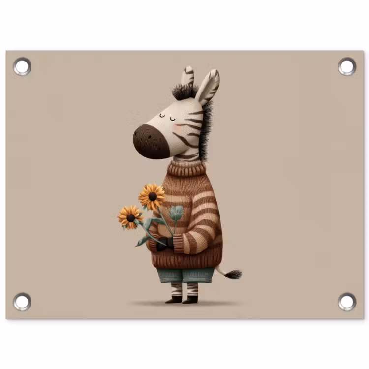 Tuinposter - Zebra - Zonnebloemen - Warm — 1
