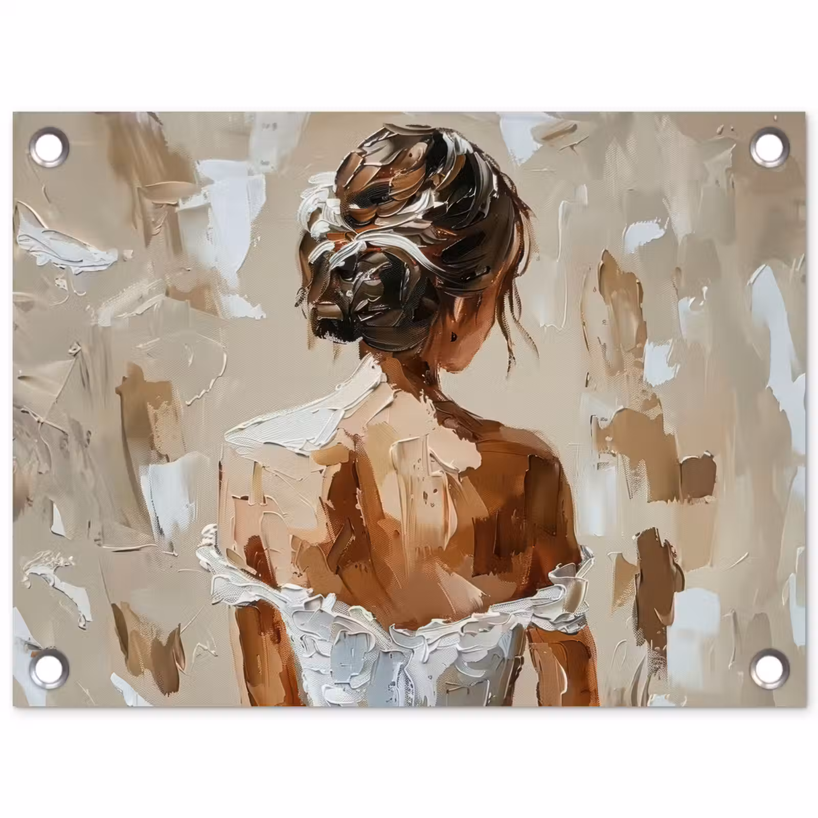 Tuinposter - Vrouw - Verf - Abstract - Beige - Modern — 1
