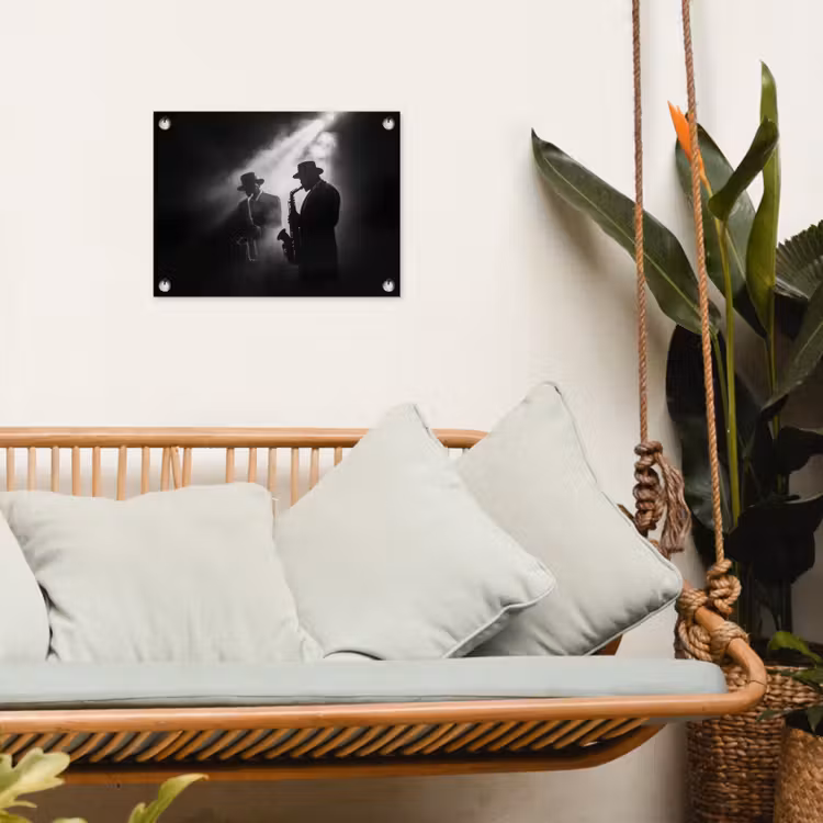 Tuinposter - Saxofonisten - Hoeden - Rook - Licht — 5