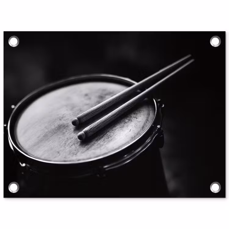 Tuinposter - Trommel - Close-up - Drumstokken - Zwart — 1