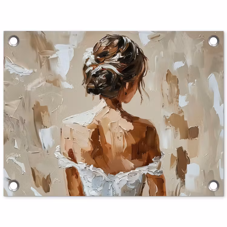 Tuinposter - Vrouw - Verf - Abstract - Beige - Modern — 1