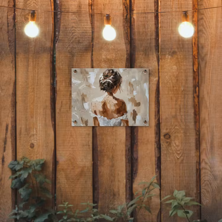 Tuinposter - Vrouw - Verf - Abstract - Beige - Modern — 2