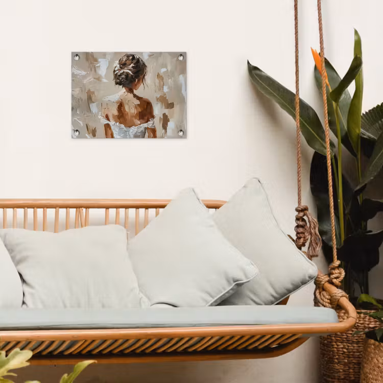 Tuinposter - Vrouw - Verf - Abstract - Beige - Modern — 5