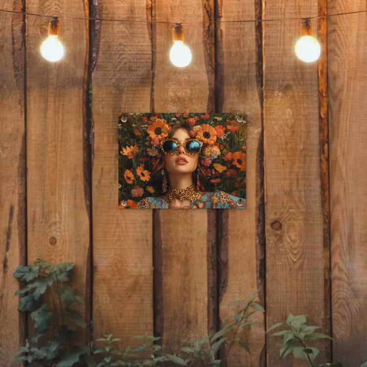Tuinposter - Vrouwen - Bloemen - Modern - Bril - Abstract — 2