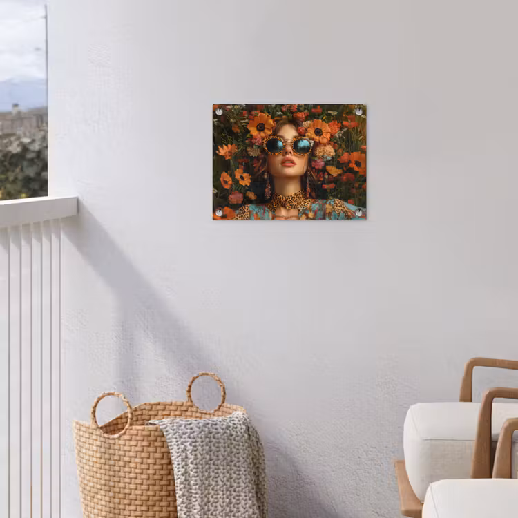 Tuinposter - Vrouwen - Bloemen - Modern - Bril - Abstract — 3