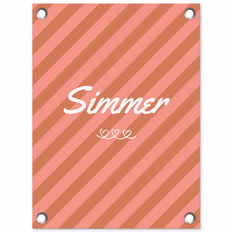 Tuinposter - Simmer - Hartjes - Strepen - Roze — 1