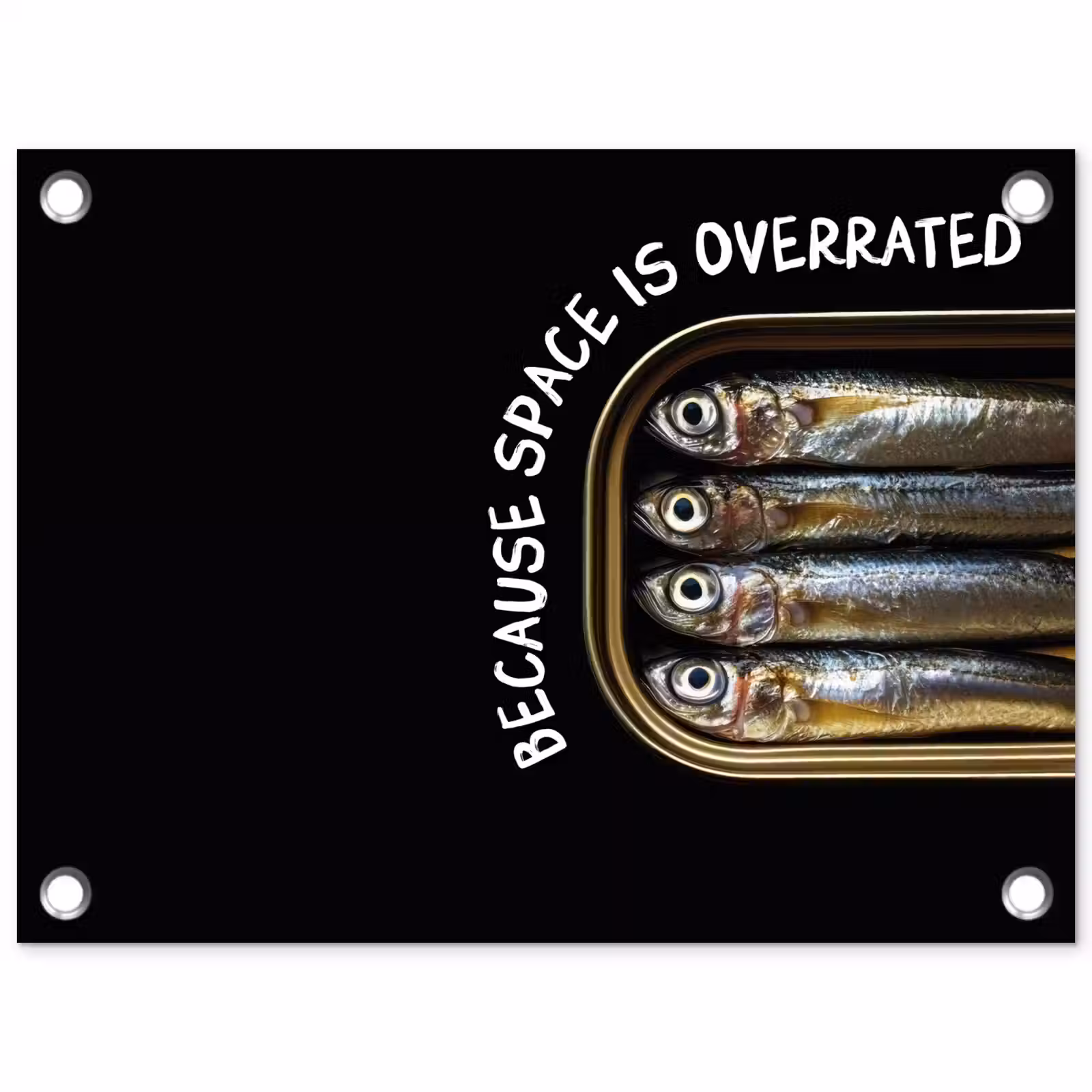 Tuinposter - Sardines - Tekst - Vis - Blik — 1