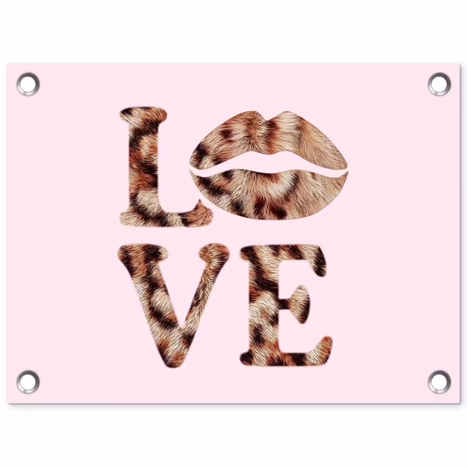Tuinposter - Tekst - Love - Pantervacht - Lichtroze — 1