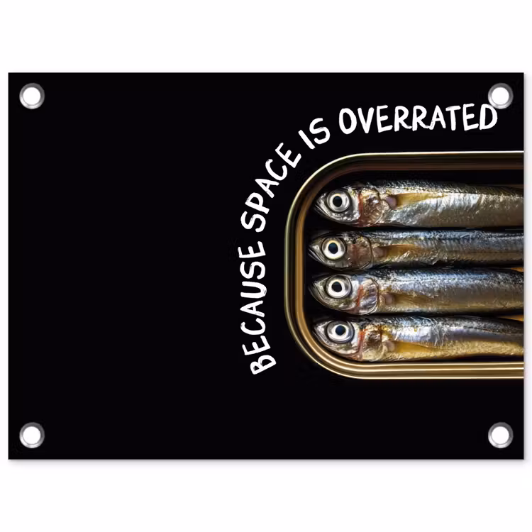 Tuinposter - Sardines - Tekst - Vis - Blik — 1