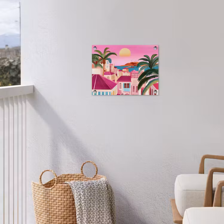 Tuinposter - Stad - Roze - Palmbomen — 3